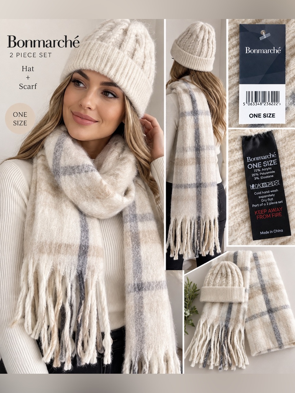 Bonmarché 2-Piece Winter Set – Beanie & Scarf Women’s NWT
